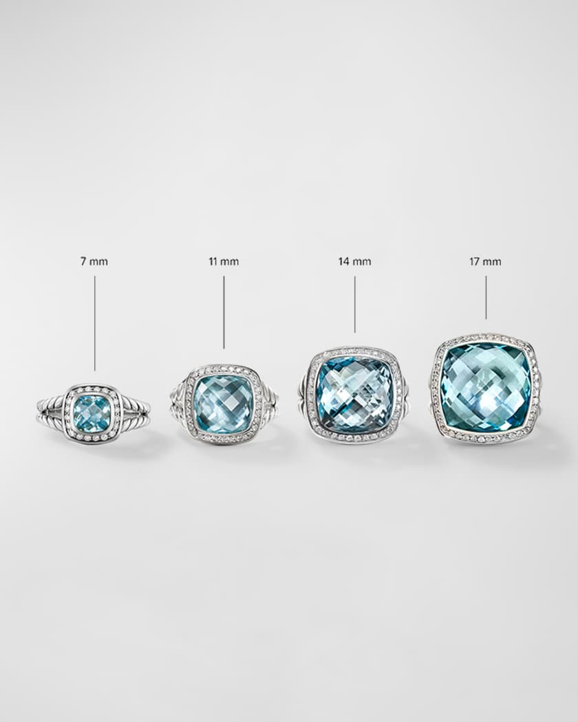 Petite Albion Ring with Gemstone and Diamonds in Silver 7mm