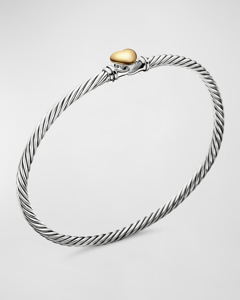 Cable Collectibles Heart Bracelet in Silver with 18K Gold, 3mm