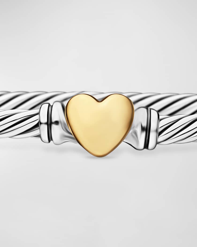Cable Collectibles Heart Bracelet in Silver with 18K Gold, 3mm