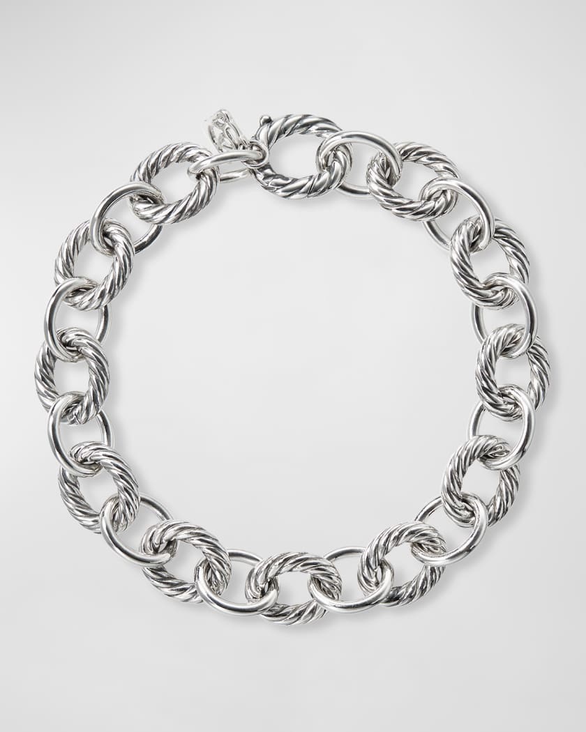 David Yurman Oval Link Chain Bracelet in Silver 10mm Neiman Marcus