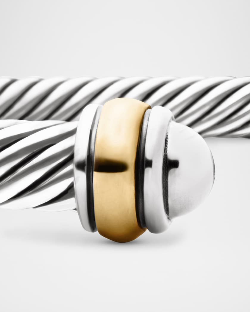 Cable Bracelet in Silver with 18K Gold, 4mm