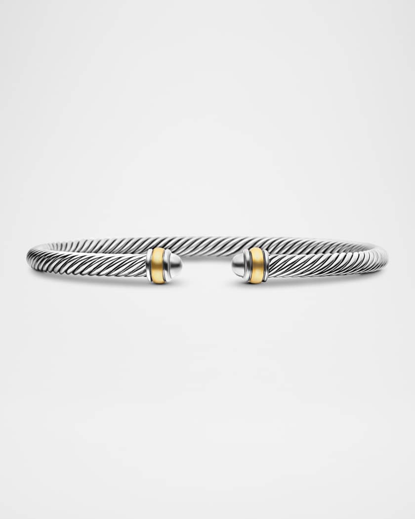 Cable Bracelet in Silver with 18K Gold, 4mm