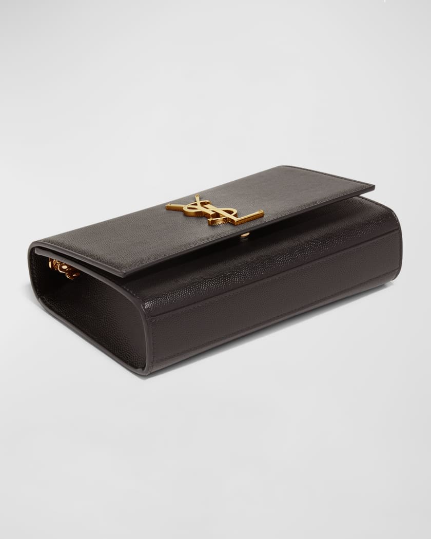 YSL Wallet on Chain Small in Monogram Grain Black Leather and
