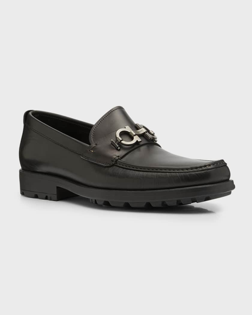 Ferragamo, Maryan lug black leather loafer