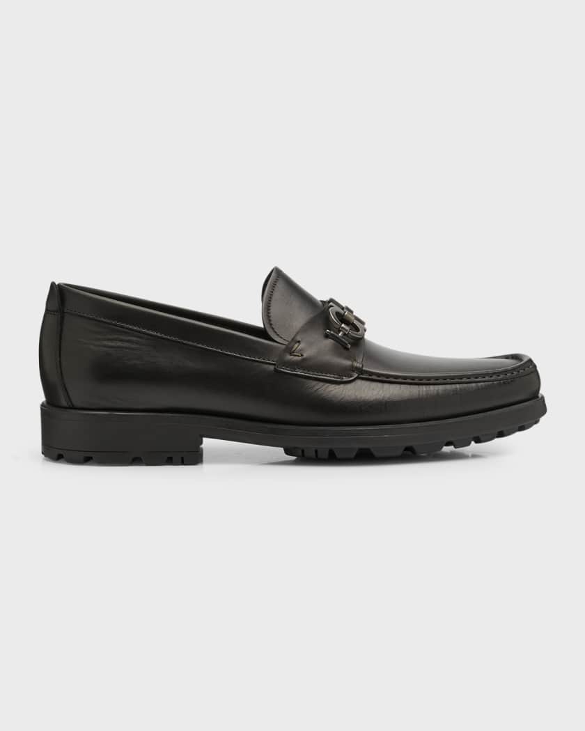 Ferragamo Men's David Leather Lug-Sole Loafers | Neiman Marcus