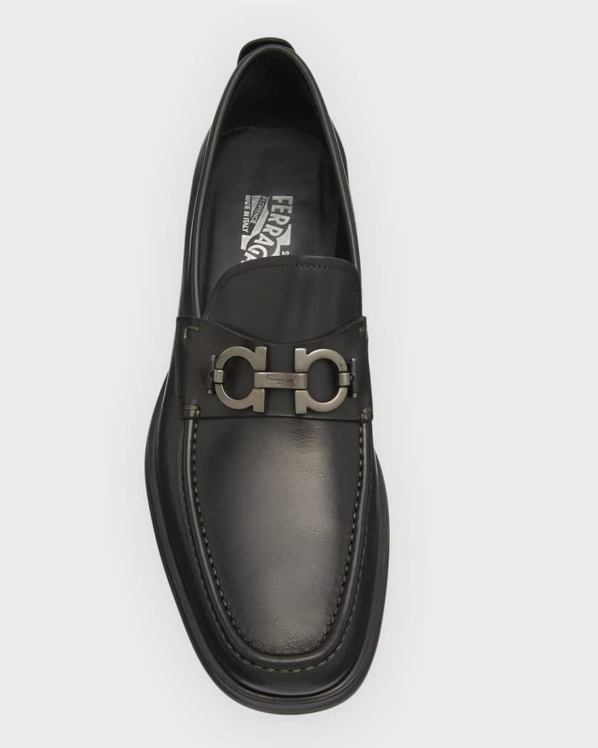 Shop FERRAGAMO David Gancini Bit Leather Loafers