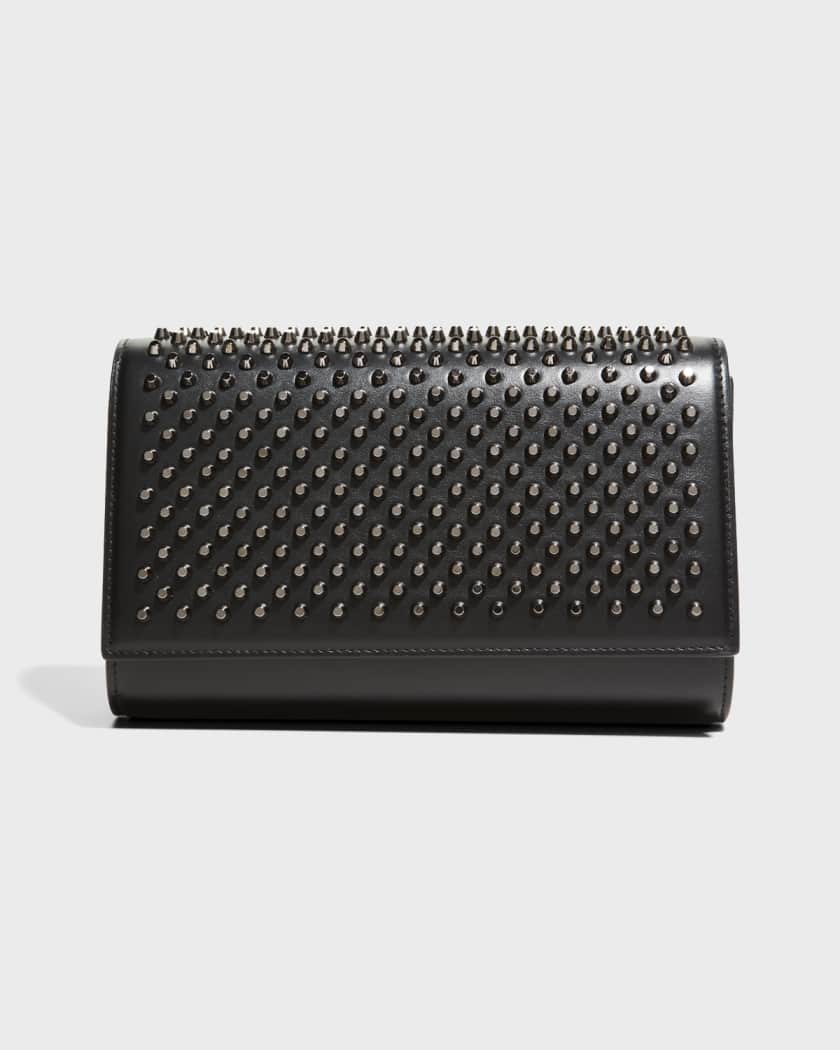 Christian Louboutin Paloma Fold Over Spike Clutch Bag Black Neiman Marcus