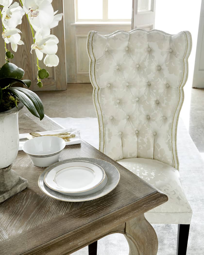 Haute House Pantages Damask Dining Chair Ivory Neiman Marcus