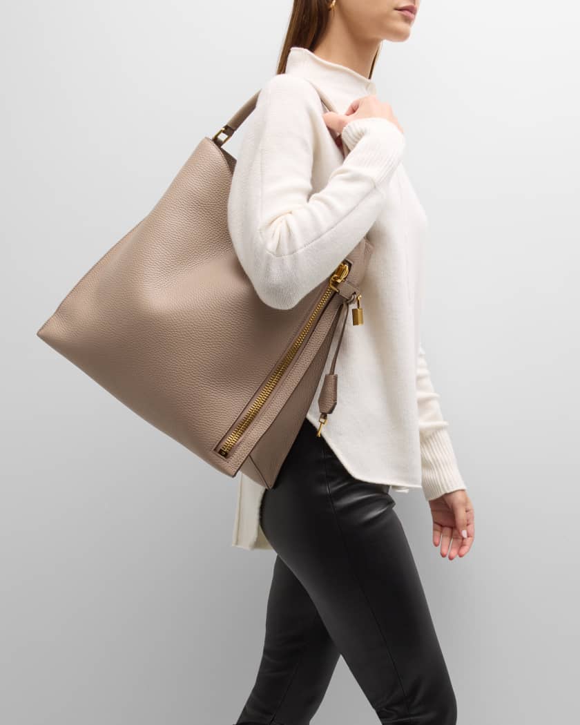 Debora leather shoulder/hobo bag dark taupe/brown