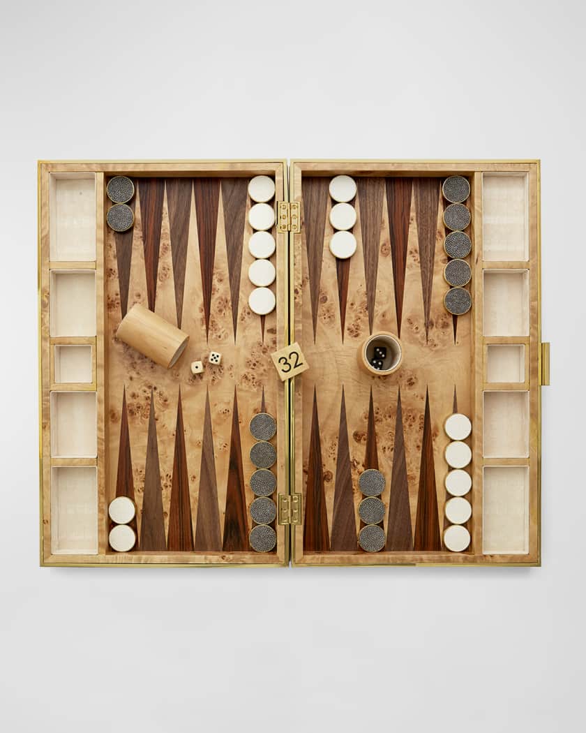 AERIN Chocolate Faux Shagreen Backgammon Set | Neiman Marcus