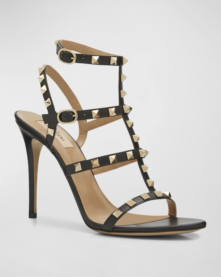 Valentino Garavani Rockstud 105mm Caged Leather Sandals | Neiman Marcus