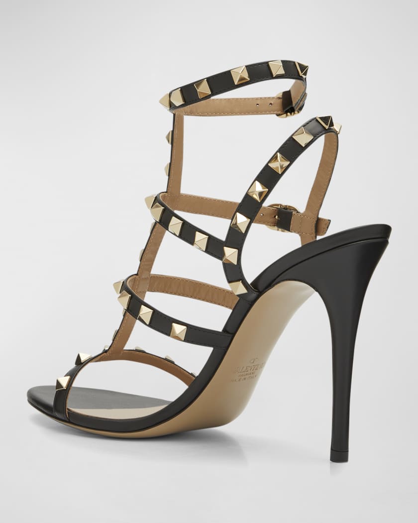 Valentino Garavani Rockstud 105mm Caged Leather Sandals | Neiman Marcus