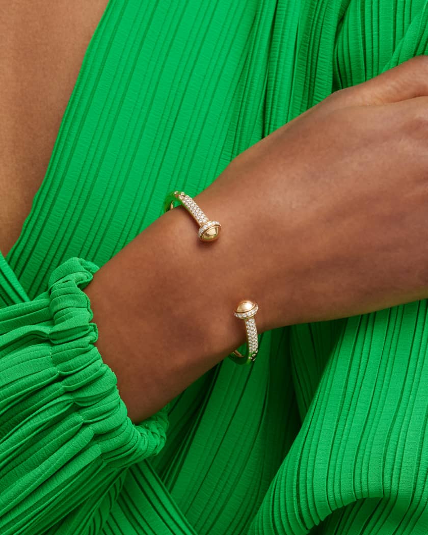 Piaget Possession 18K Rose Gold Open Diamond Bangle, Size L, Women's, Bracelets Bangle Bracelets