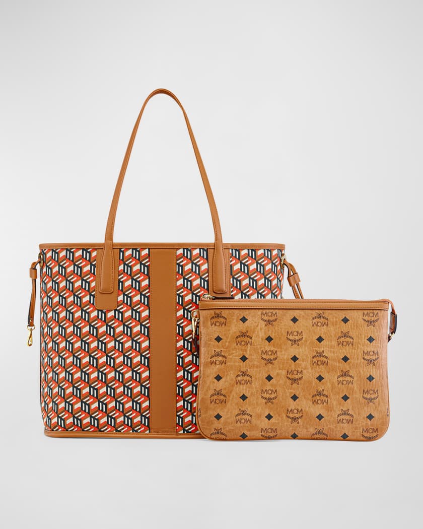 Tan & Black MCM Liz Reversible Tote Bag