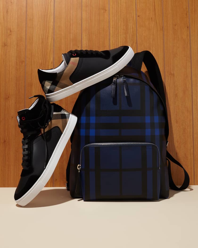Burberry london check and leather sneakers hotsell