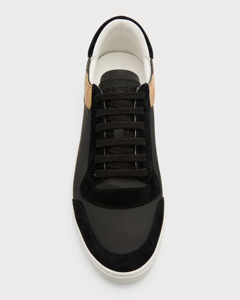 Burberry Men's Reeth Leather House Check Low-Top Sneakers, Black | Neiman  Marcus