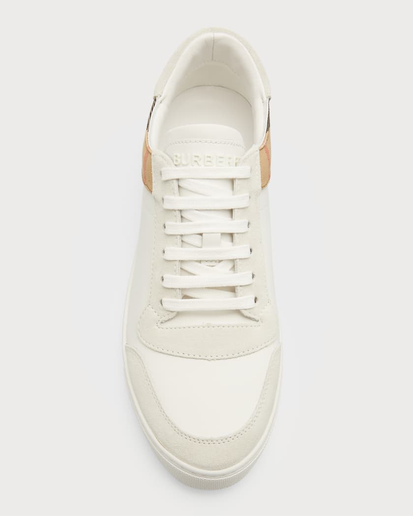 Burberry Men s Reeth Leather House Check Low Top Sneakers White