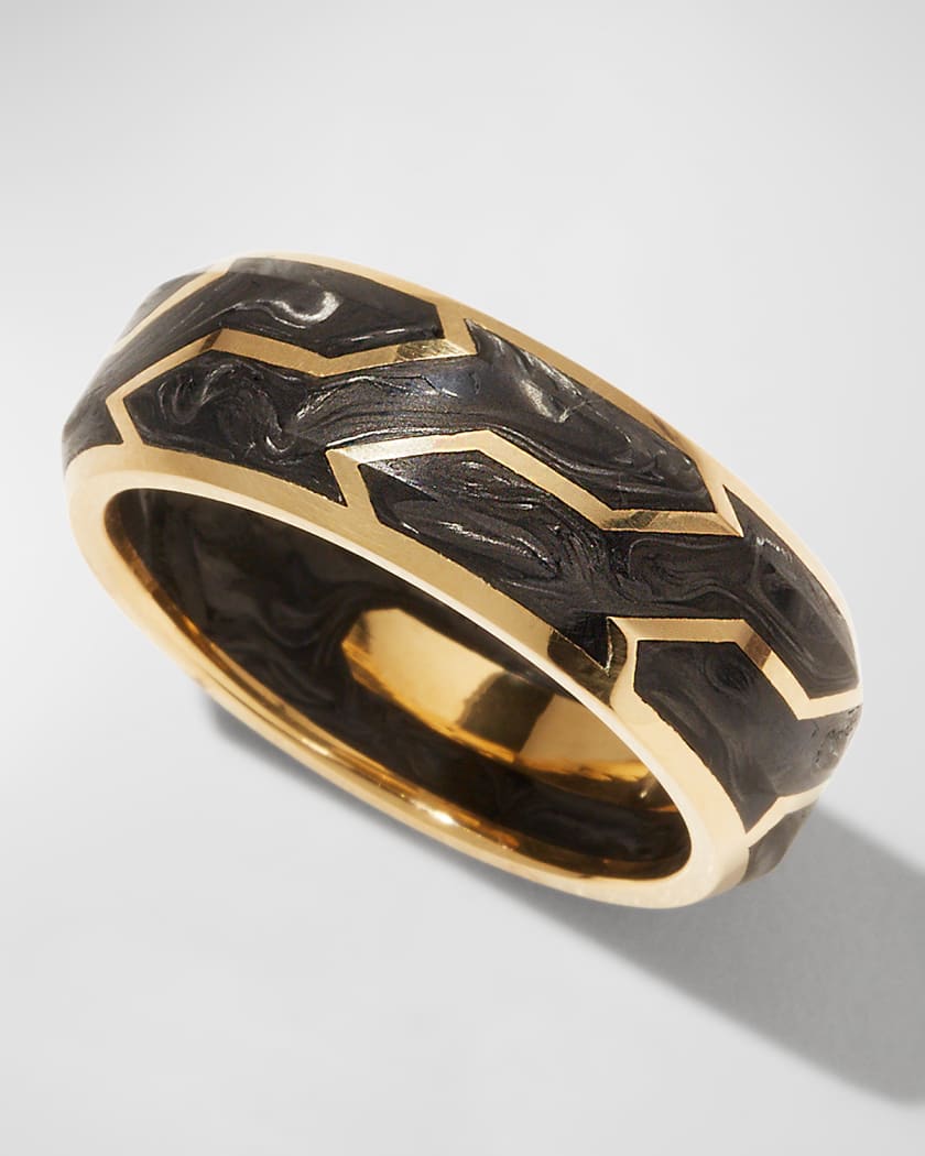 David Yurman Men's Forged Carbon Band Ring in 18K Gold, 8.5mm