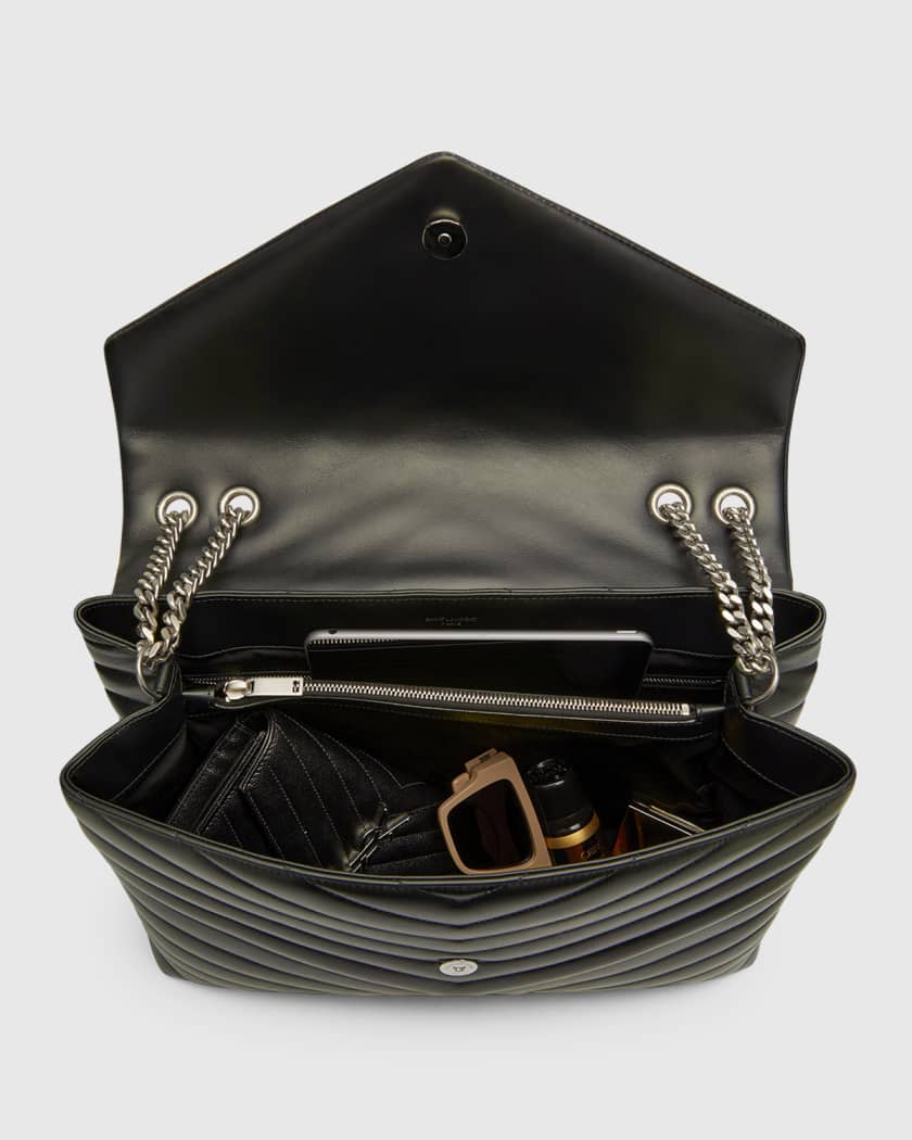 Loulou Large Leather Shoulder Bag in Black - Saint Laurent