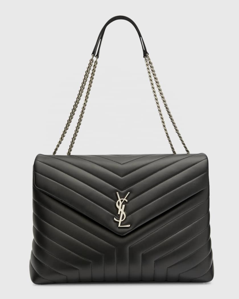 SAINT LAURENT Love Bag D Small LOVE Heart Chain Bag in Black