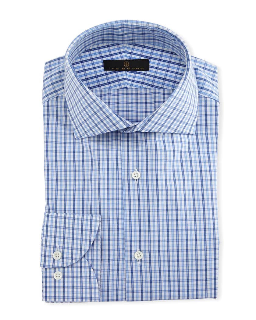 Ike Behar Gold Label Tattersall Cotton-Cashmere Dress Shirt ...