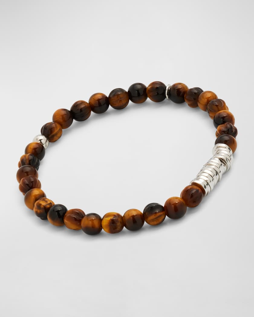 David Yurman Men's 8mm Spiritual Beads Bracelet with Tiger's Eye, 7.5