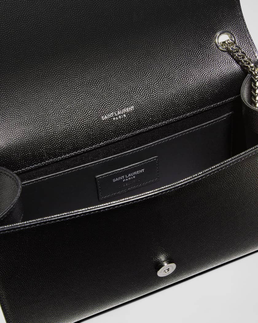 Medium Grain de Poudre Envelope Wallet on Chain in Black