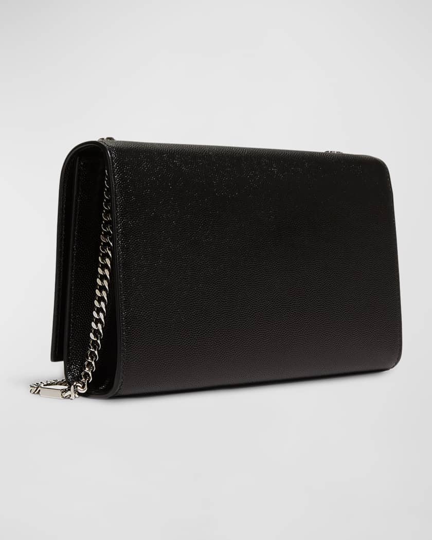 Medium Grain de Poudre Envelope Wallet on Chain in Black