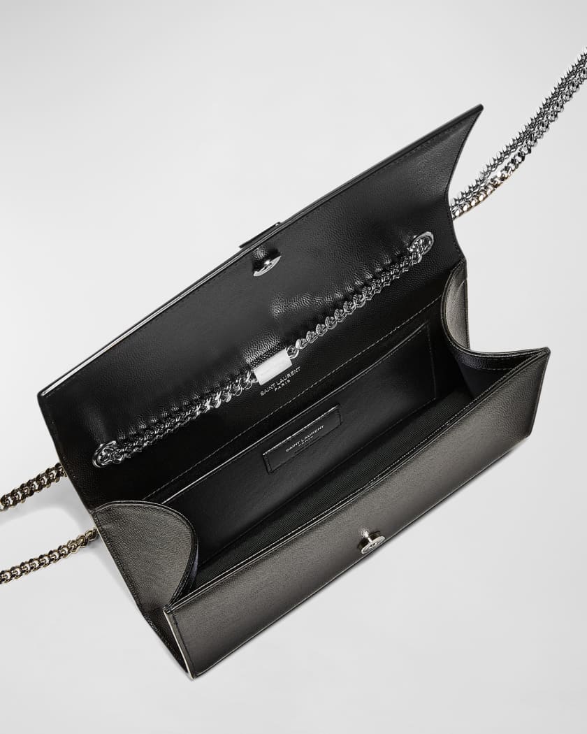 Saint Laurent Ysl Tri-Quilted Wallet on Chain Black