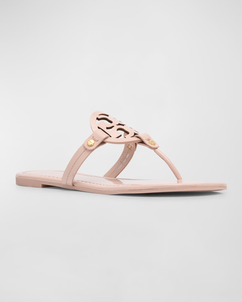 Tory Burch Womens Metal Miller Leather T-Strap Thong Sandals