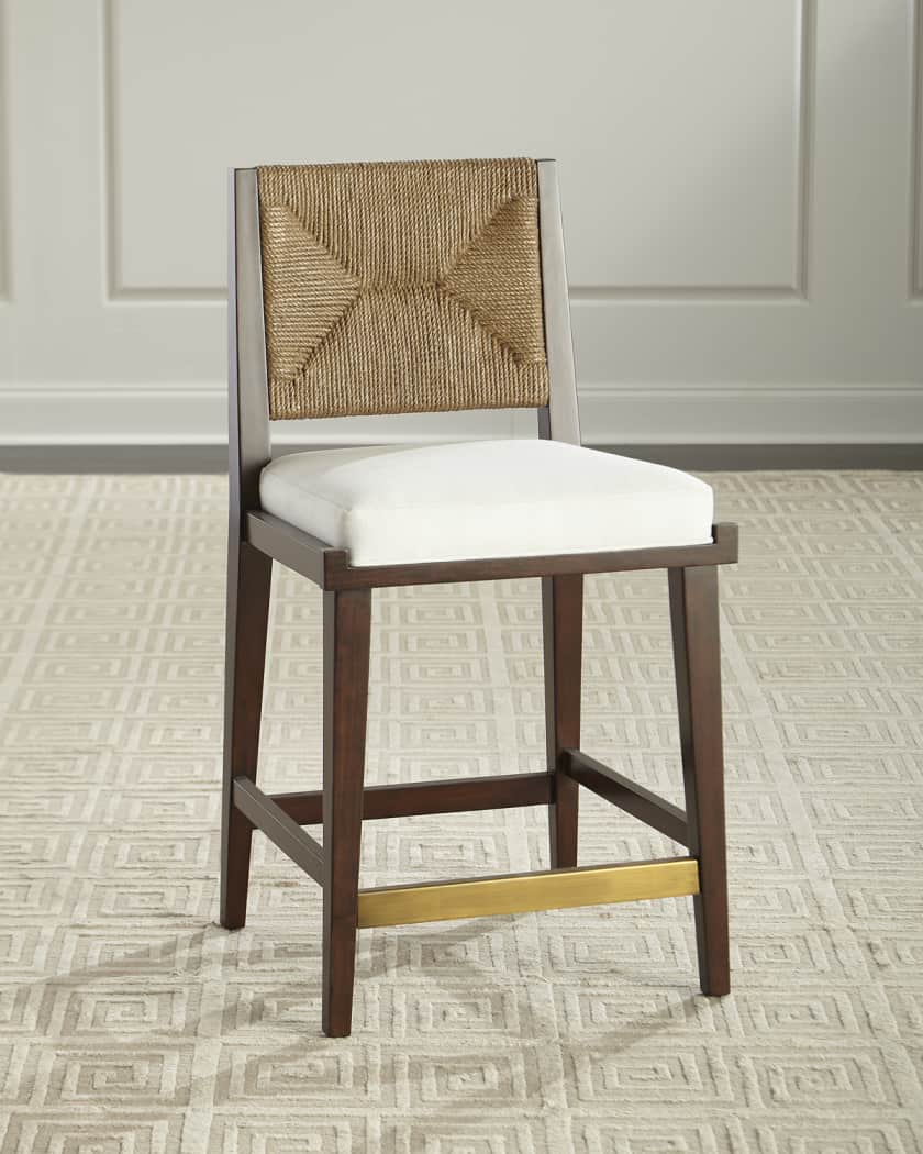 Palecek Gabby Upholstered and Jute Counter Stool Neiman Marcus