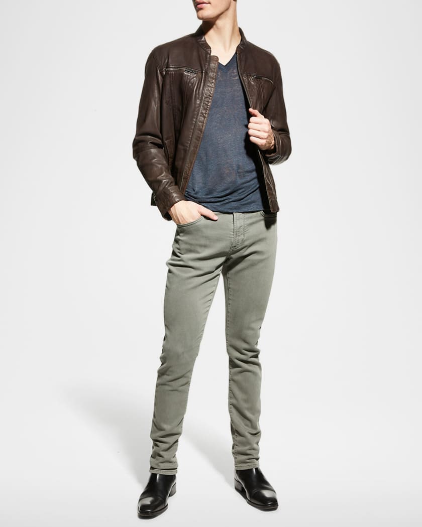 John varvatos star usa leather band collar moto jacket sale