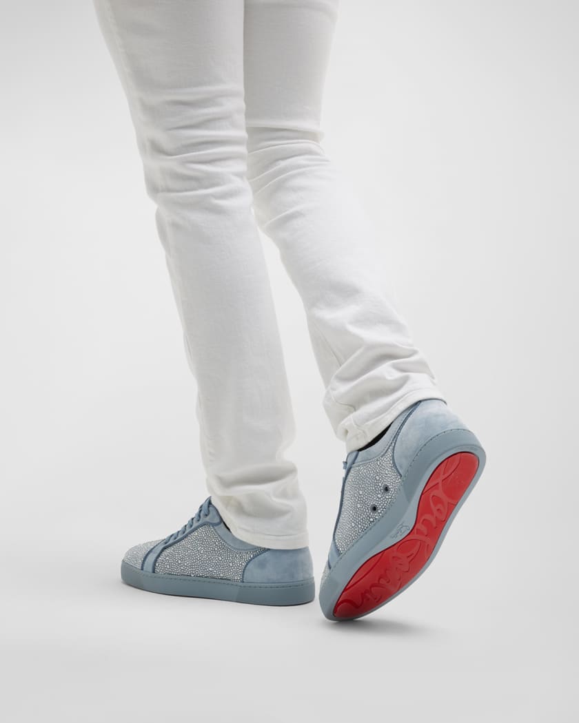 Christian Louboutin Men's Louis Strass Rhinestone Suede Low-Top Sneakers | Neiman Marcus