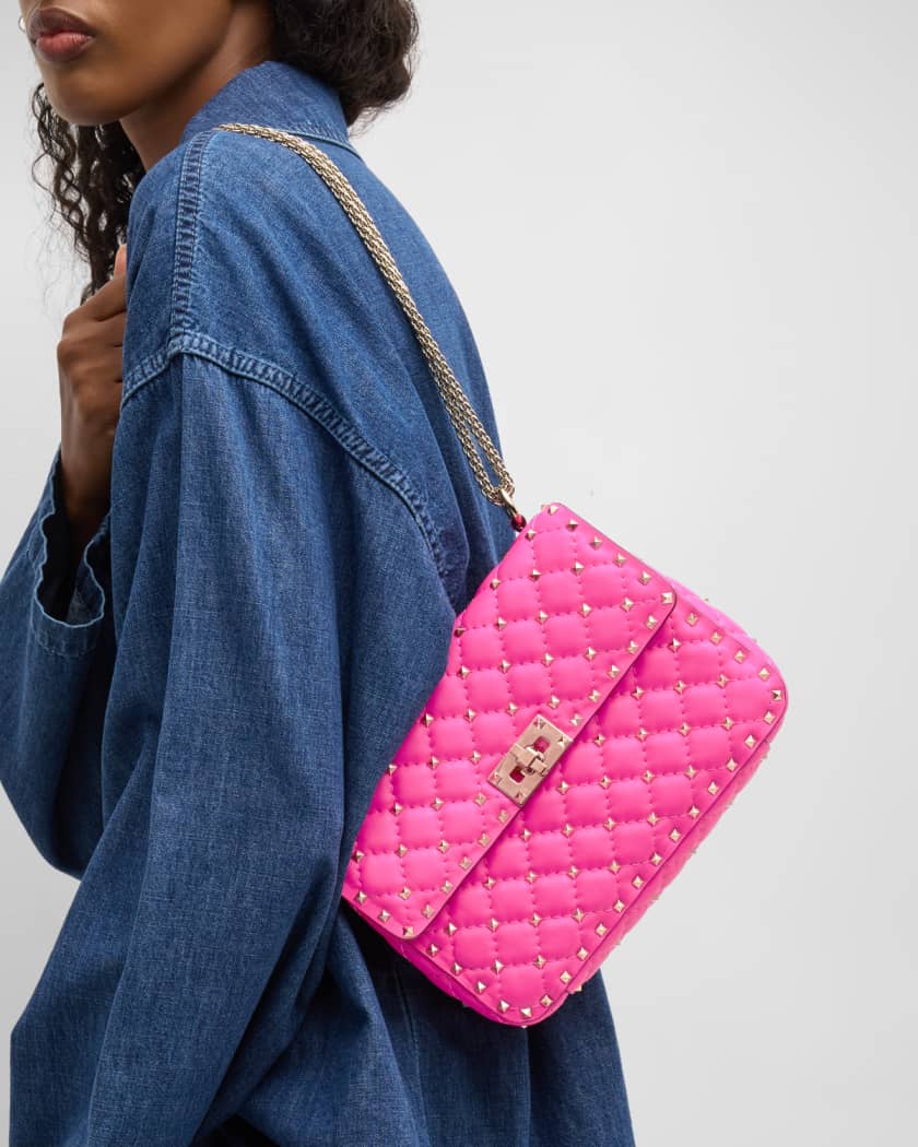 Rockstud Spike Small Leather Shoulder Bag in Pink - Valentino