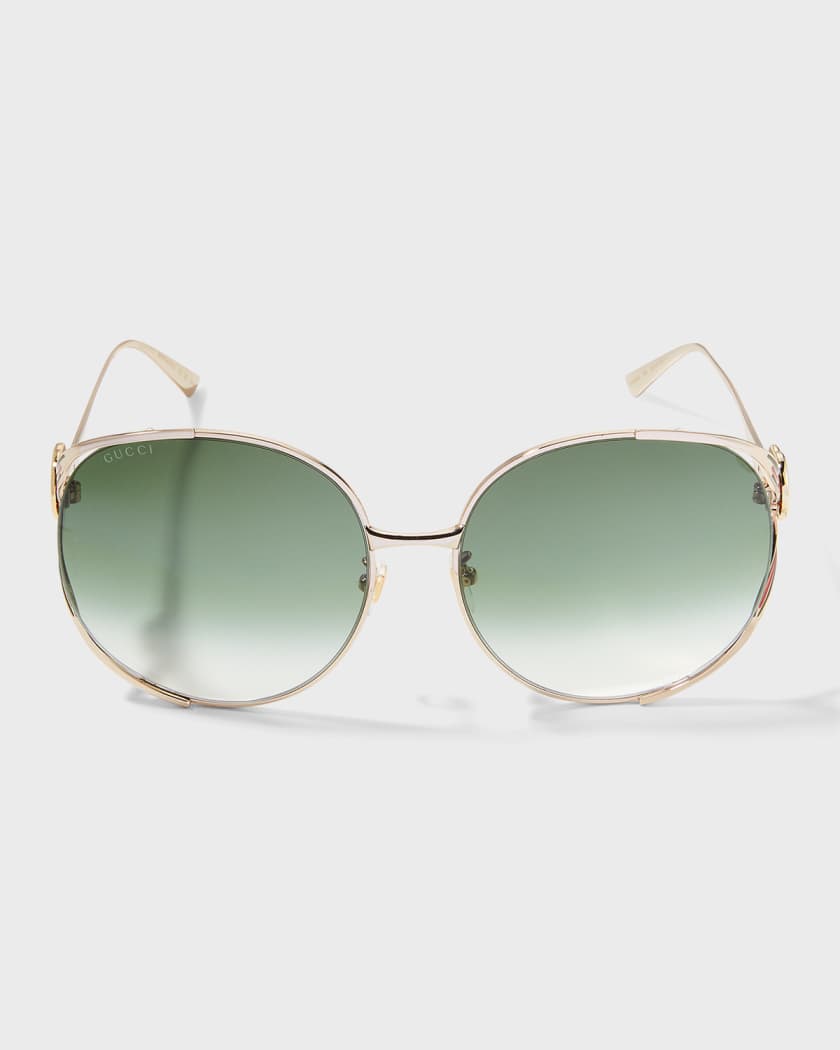 Verdensrekord Guinness Book Verdensvindue Mew Mew Gucci Oval Web GG Sunglasses, Yellow Pattern | Neiman Marcus