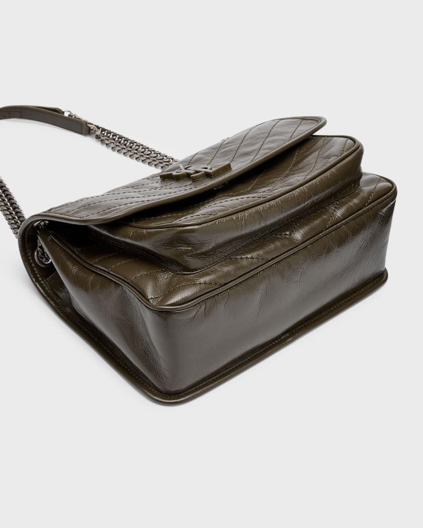 Niki Medium Flap YSL Shoulder Bag in Crinkled Leather