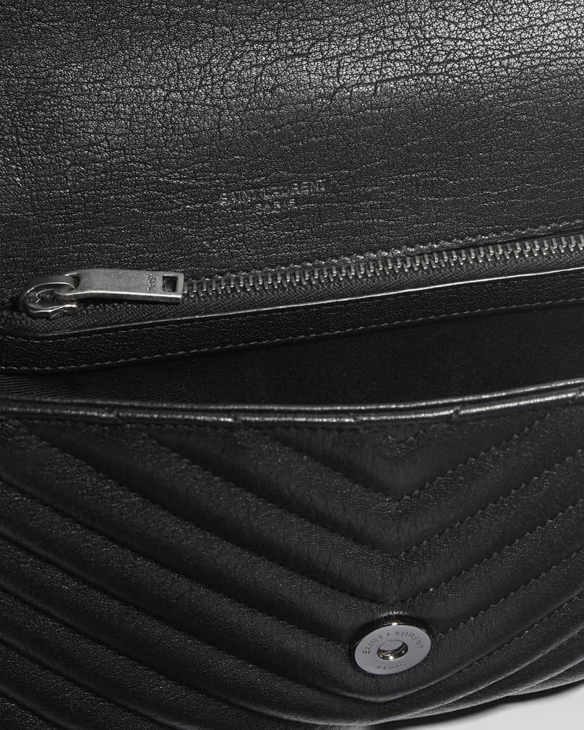 Yves Saint Laurent Grey Chevron Quilted Leather Monogram Medium College Bag