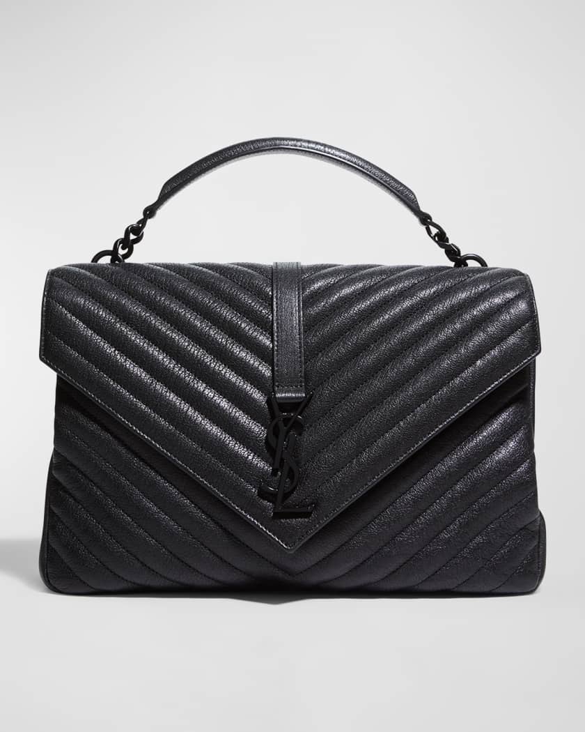 Saint Laurent Classic Monogram Quilted-Leather Shoulder Bag in Black