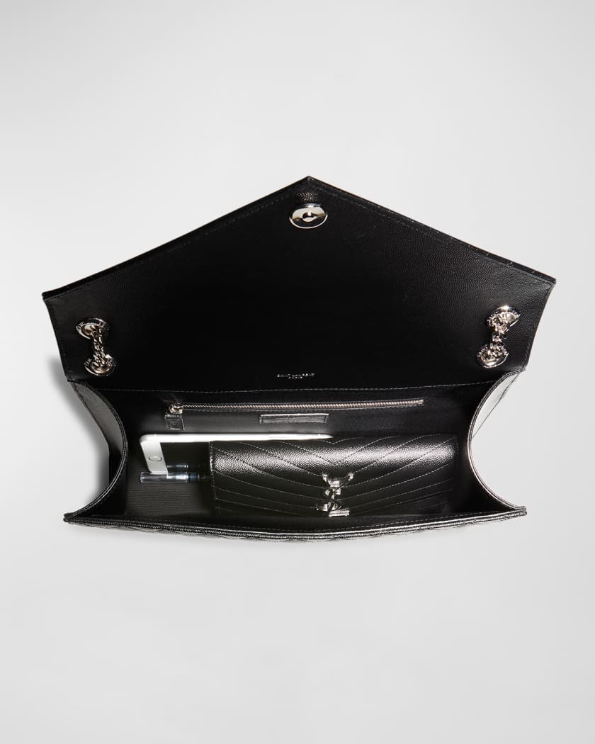 SAINT LAURENT Monogramme Envelope metallic leather shoulder bag