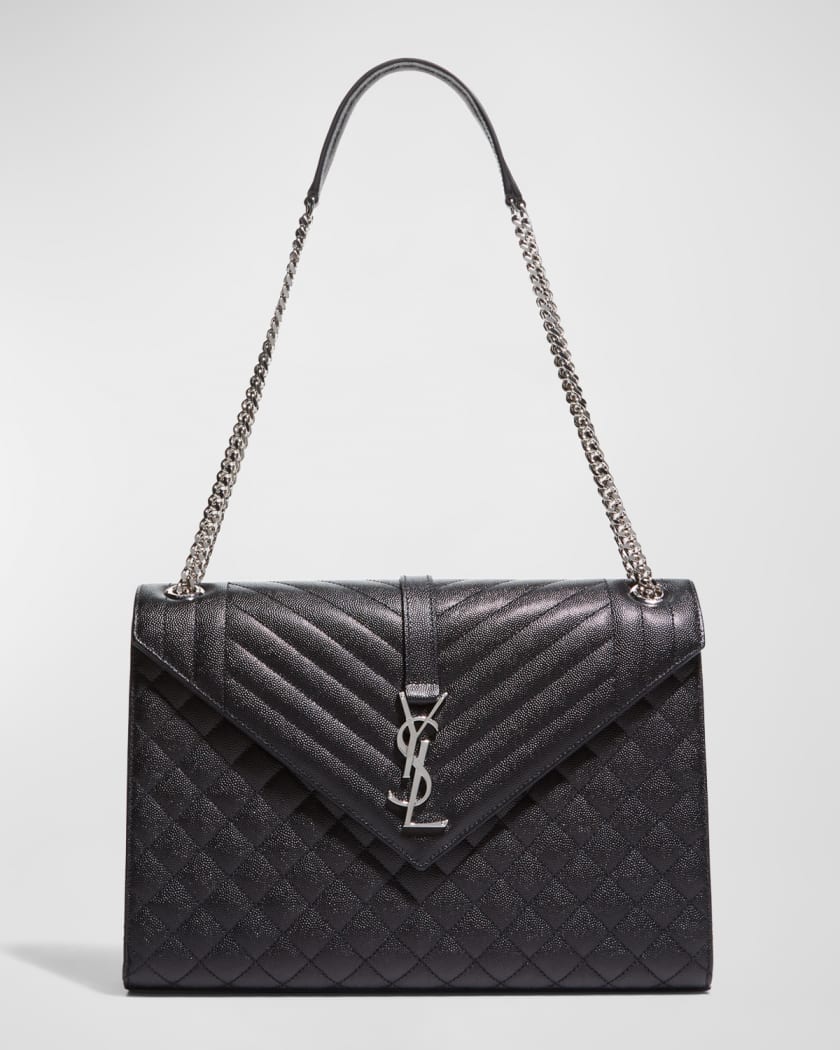 Saint Laurent Monogram Ysl Envelope Small Chain - Silver Hardware