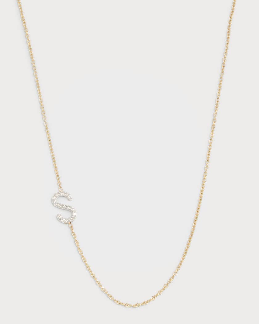 14K Gold Personalized 0.11ct Asymmetric Diamond Initial Necklace