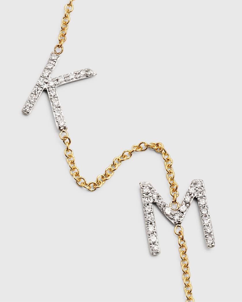 Personalized Initial Monogram Chain Bracelet in 14K White Gold