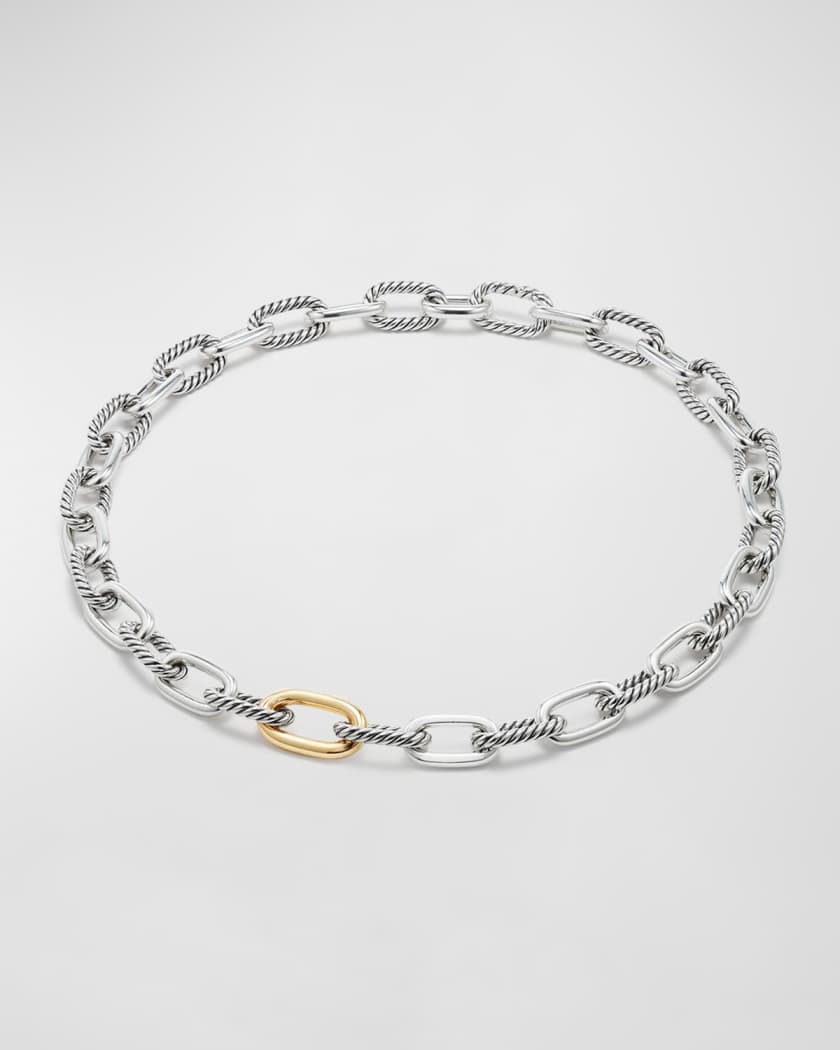 DY Madison® Chain Bracelet in Sterling Silver with 18K Yellow Gold, 11mm