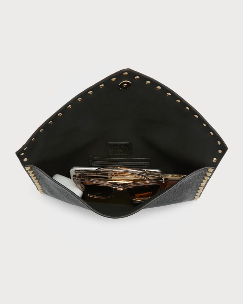 Valentino Rockstud Large Envelope Clutch Bag Black