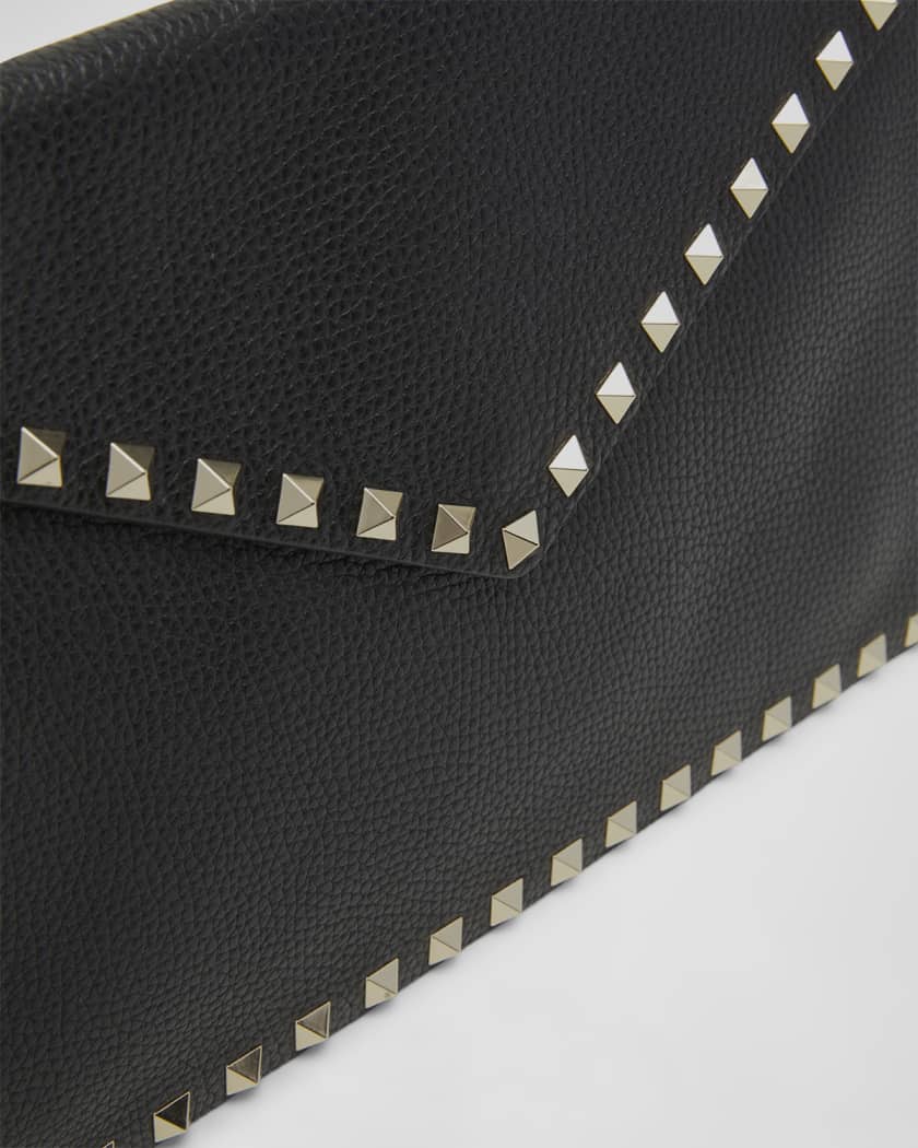Valentino Rockstud Large Envelope Clutch Bag Black