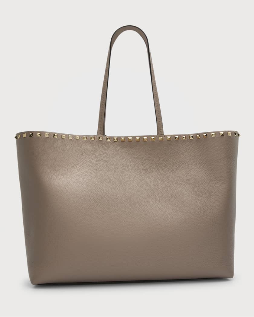 Rockstud Small Leather Tote Bag in Beige - Valentino Garavani