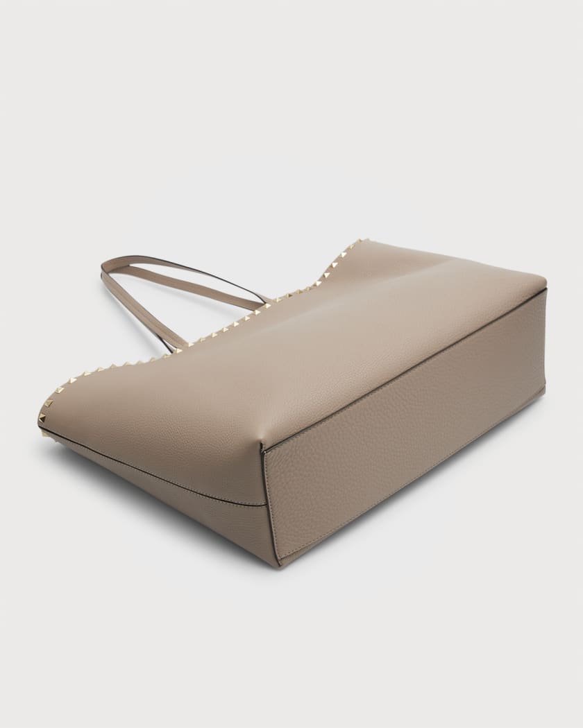 Rockstud Small Leather Tote Bag in Beige - Valentino Garavani