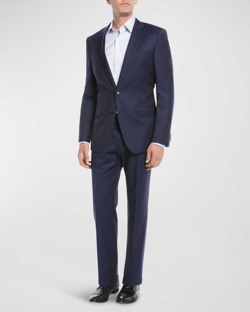 Men's Wool Basic Two-Piece Slim Fit Suit, Blue