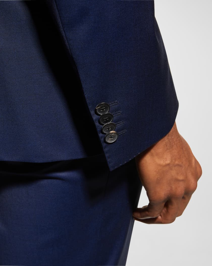 Men's Wool Basic Two-Piece Slim Fit Suit, Blue