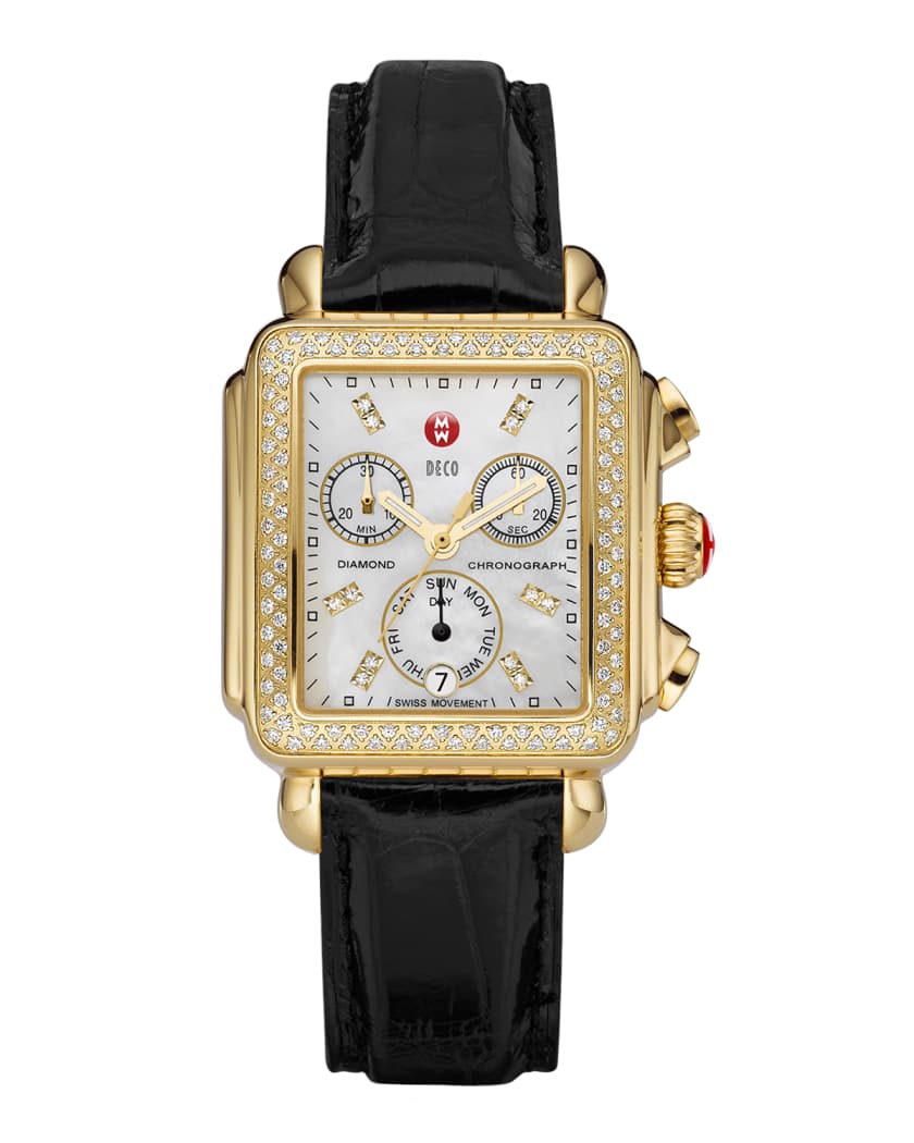 18mm Deco Diamond Dial Watch Head 18mm Alligator Strap Neiman